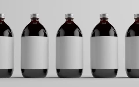 Cold Brew Coffee Amber / Brown Large Glass Bottle Packaging Mockup - Multiple Stock Illustration