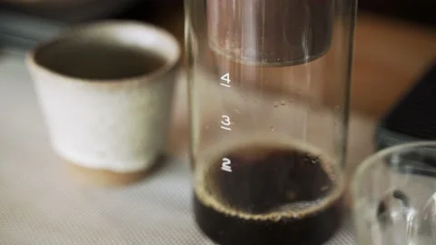 Cold brew coffee drink process Stock Footage 202259743