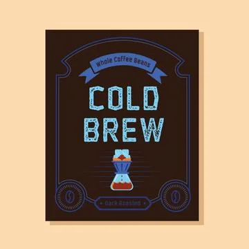 Cold brew coffee label with coffee dripper Stock Illustration