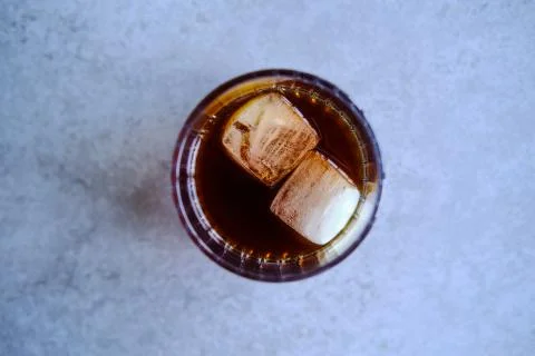 Cold brew coffee with two ice cubes, concept for cold coffee Stock Photos