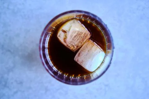 Cold brew coffee with two ice cubes, concept for cold coffee Stock Photos