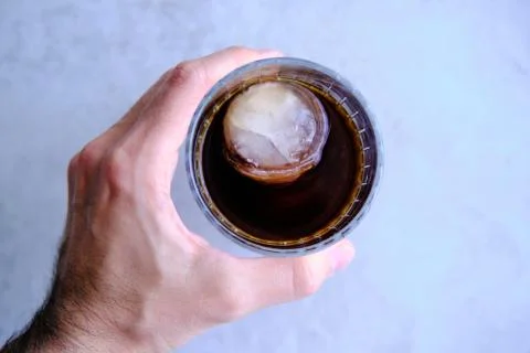 Cold Brew Coffee with two ice cubes, refreshing cold caffeine boost Stock Photos