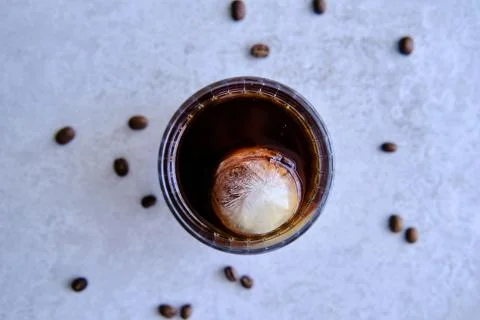 Cold Brew Coffee with two ice cubes, refreshing cold caffeine boost Stock Photos