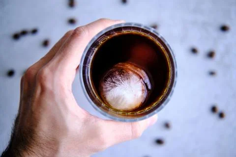 Cold Brew Coffee with two ice cubes, refreshing cold caffeine boost Stock Photos