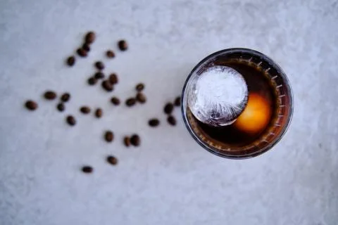 Cold Brew Coffee with two ice cubes, refreshing cold caffeine boost Stock Photos