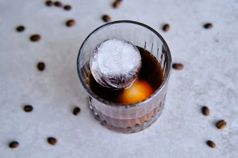 Cold Brew Coffee with two ice cubes, refreshing cold caffeine boost Stock Photos