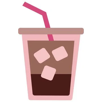 Cold brew iced coffee cup flat vector icon Stock Illustration