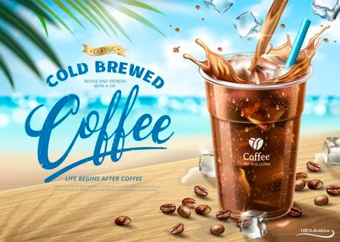 Cold brewed coffee ads Stock Illustration