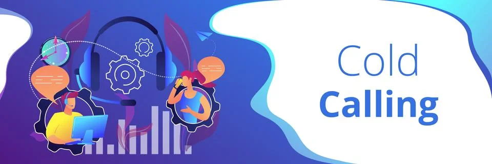 Cold calling concept banner header. Stock Illustration