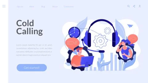 Cold calling concept landing page. Illustrazione stock