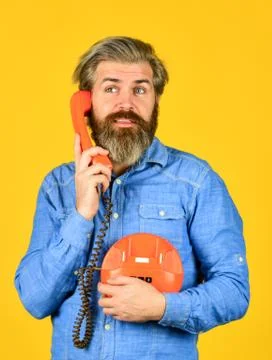Cold Calling Scripts. Outdated technology. Manager phone dialog communication Stock Photos