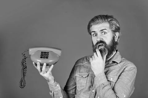 Cold Calling Scripts. Outdated technology. Manager phone dialog communication Stock Photos