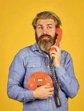 Cold Calling Scripts. Outdated technology. Manager phone dialog communication Stock Photos