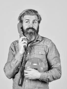 Cold Calling Scripts. Outdated technology. Manager phone dialog communication Stock Photos