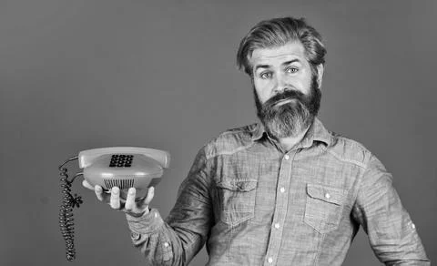 Cold Calling Scripts. Outdated technology. Manager phone dialog communication Stock Photos
