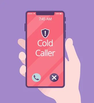 Cold calling on telephone screen for potential customer Stock Illustration