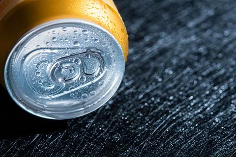 Cold can of light beer lying Stock Photos