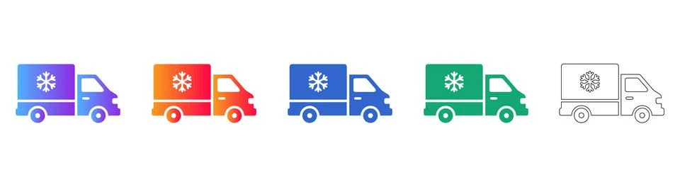 Cold Chain Delivery Van Icon Set: Temperature Controlled Transport 스톡 일러스트