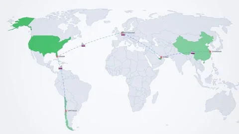Cold Chain Export Route on Light Map Stock Footage 341360804