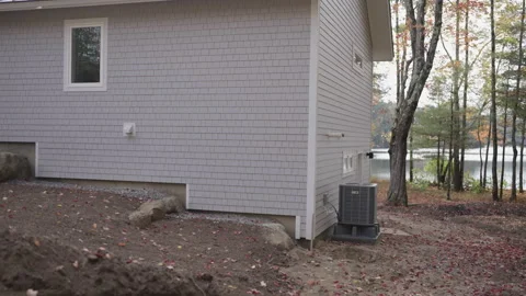 Cold Climate Heat Pump Push In on House Stock Footage 164480094