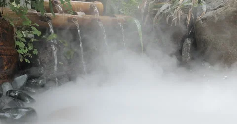 Cold, climate, hookah vapor, curling, floating, on water Stock Footage 219719579