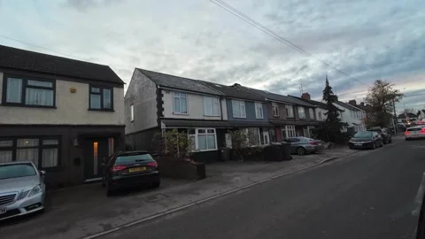 Cold Cloudy Day Urban Drive Through City Streets of England Stock Footage 322085869