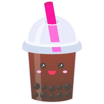 Cold cocoa, Bubble tea vector illustration Stock Illustration