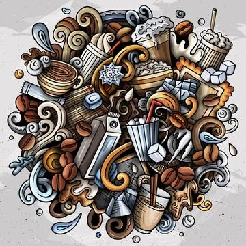 Cold Coffee doodle cartoon funny illustration Stock Illustration