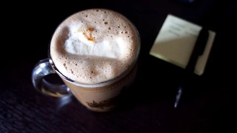Cold Coffee with icecream on the office table Stock Footage 76311938