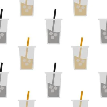 Cold coffee seamless pattern on white background イラスト素材