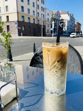 Cold coffee on the terrace Stock Photos