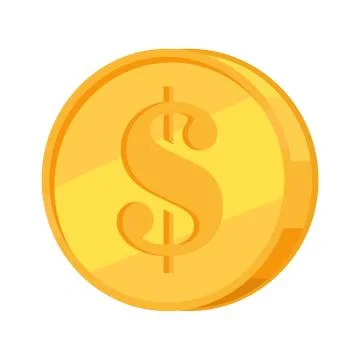 Cold Coin with Dollar Sign Flat Vector Icon Stock Illustration