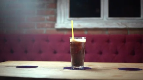 Cold Coke in parallax motion on the table  Video stock 91839715