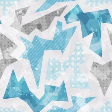 Cold color geometric seamless pattern Stock Illustration