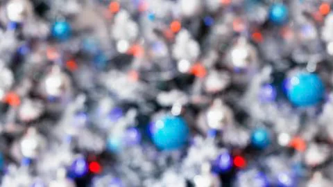 Cold colored christmas tree with lights. blurred background Stock Photos
