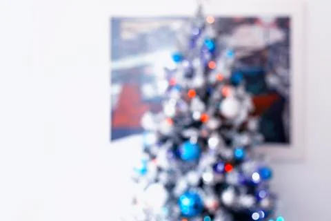 Cold colored christmas tree with lights Stock Photos