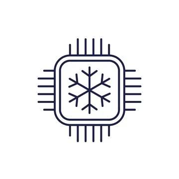 Cold cpu icon, processor cooling line vector 스톡 일러스트