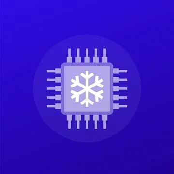 Cold cpu icon, processor or chipset cooling, transparent design Stockillustratie