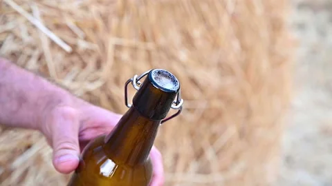 Cold Craft light Beer in the bottle with water drops. Stock Footage 162258458