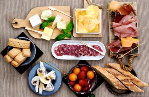Cold Cuts and Delicious Snacks Stock Photos