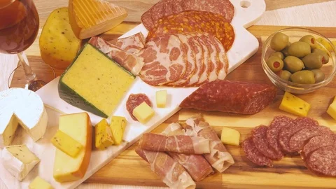 Cold Cuts Antipasto Table 4k Stock Footage 124916522
