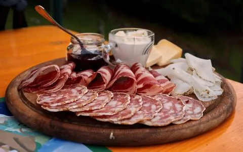 A cold cuts platter. Stock Photos