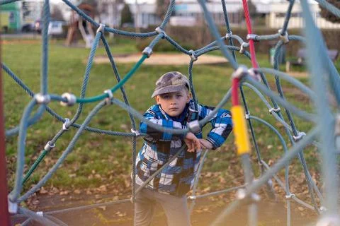 Cold day at playground Foto stock