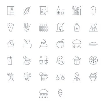 Cold Digital Vector Pack containing 32 Display Perfect Thin Line High Resol.. Stock Illustration