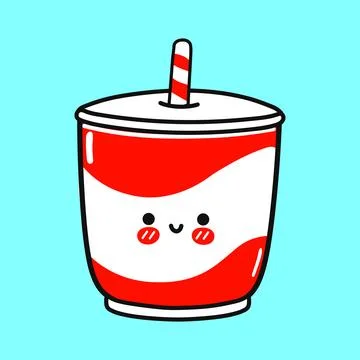 Cold drink character. Vector hand drawn cartoon kawaii character illustrati.. Stock Illustration