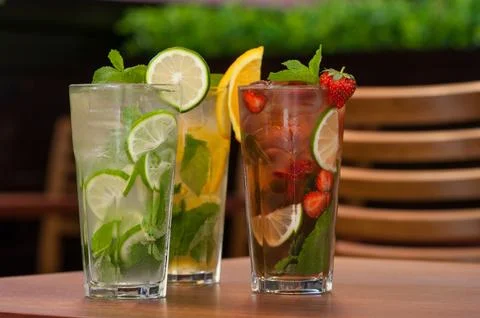 Cold drink with citrus on the table Stock Photos