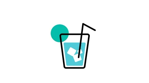 Cold Drink Cup with Straw Icon Stock Footage 336062214