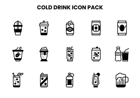 Cold Drink DuoTone Icons Pack Stock Illustration