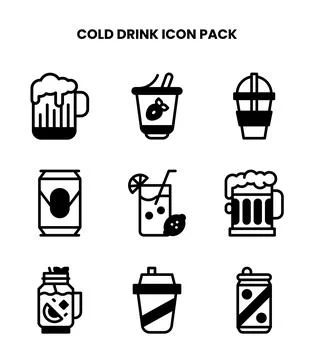 Cold Drink DuoTone Icons Pack Stock Illustration