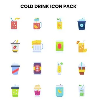 Cold Drink Flat Icons Pack Stock Illustration